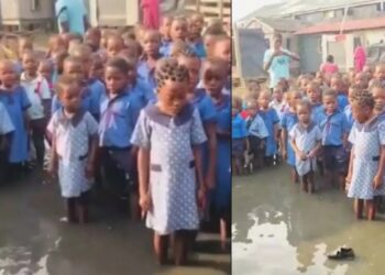 The Truth About Viral Video Of Pupils In Flooded Assembly Ground — Lagos Govt Speaks