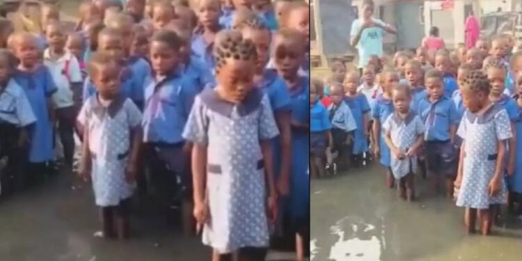 The Truth About Viral Video Of Pupils In Flooded Assembly Ground — Lagos Govt Speaks