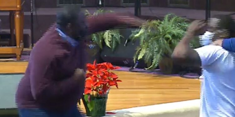 The Dramatic Moment Church Members Exchanged Blows While Pastor Was Preaching (Video)