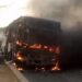 Panic As BRT Bus Catches Fire Suddenly In Lagos (Video)