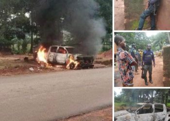 JUST IN: Gunmen Attack Police Checkpoint, Burn Patrol Vehicles