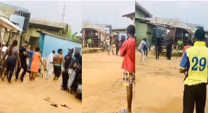 Drama As Nigerian Lady Engage Police Officers In Serious Fight Over Attempt To Arrest Her Boyfriend(Video)