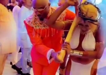 Drama As Pretty Mike Storms Wedding Ceremony With Ladies Depicting Story Of ‘Jesus’ Carrying The Cross