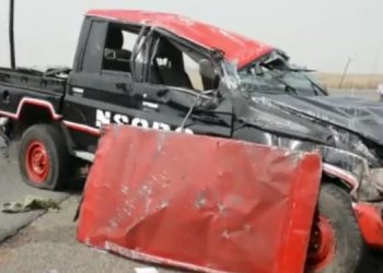 VIDEO: NSCDC vehicle conveying election materials to Lagos crashes