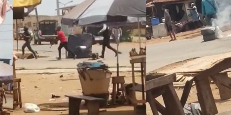 BREAKING: Police Open Fire On Youths Protesting Fuel, Naira Scarcity In Ogun(Video)