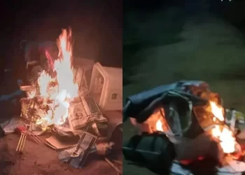 JUST IN: Thugs Burn Election Materials In Bayelsa