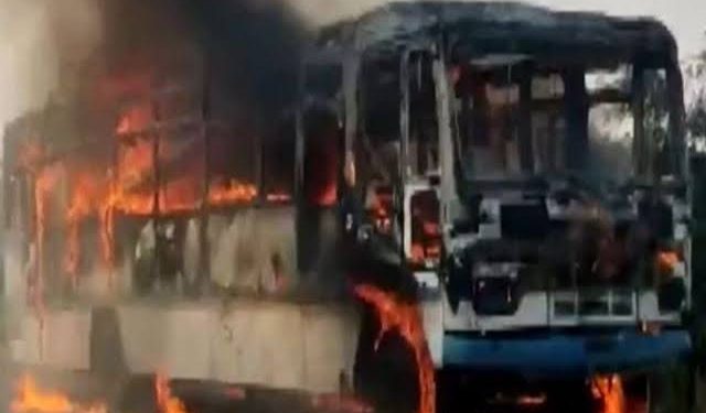 BREAKING: Sudan Crisis: Bus Conveying Stranded Nigerian Students On Fire