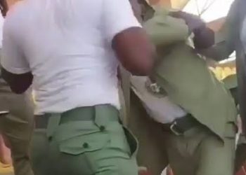 NSCDC Officer, Corps Member Engage In Serious Fight Over Food At Event