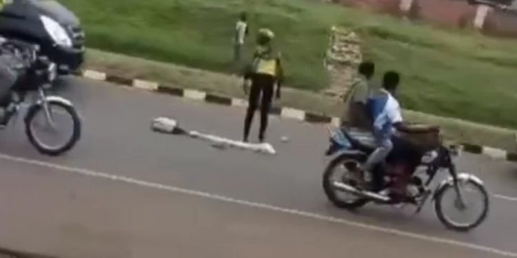 TRENDING VIDEO: Young Lady Runs Mad After Being Dropped by Yahoo Boy In The Middle Of Road