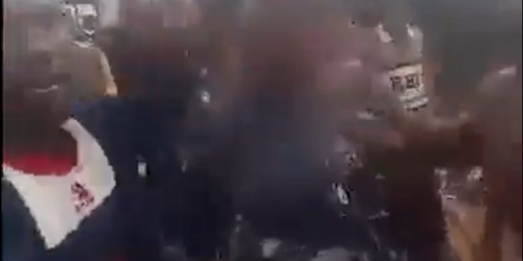 Nigerian Police Officer Beaten Mercilessly For Snatching Election Materials