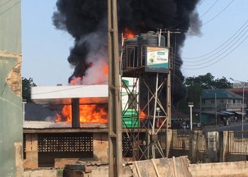 NNPC filling station on fire in Iseyin, Oyo State