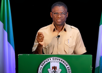 Reinstated Deputy Governor, Philip Shaibu Resumes Work In Edo, Slams Obaseki With ₦5Billion Suit