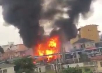 Mobil Filling Station On Fire