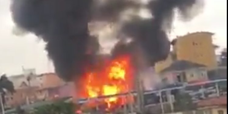 Mobil Filling Station On Fire